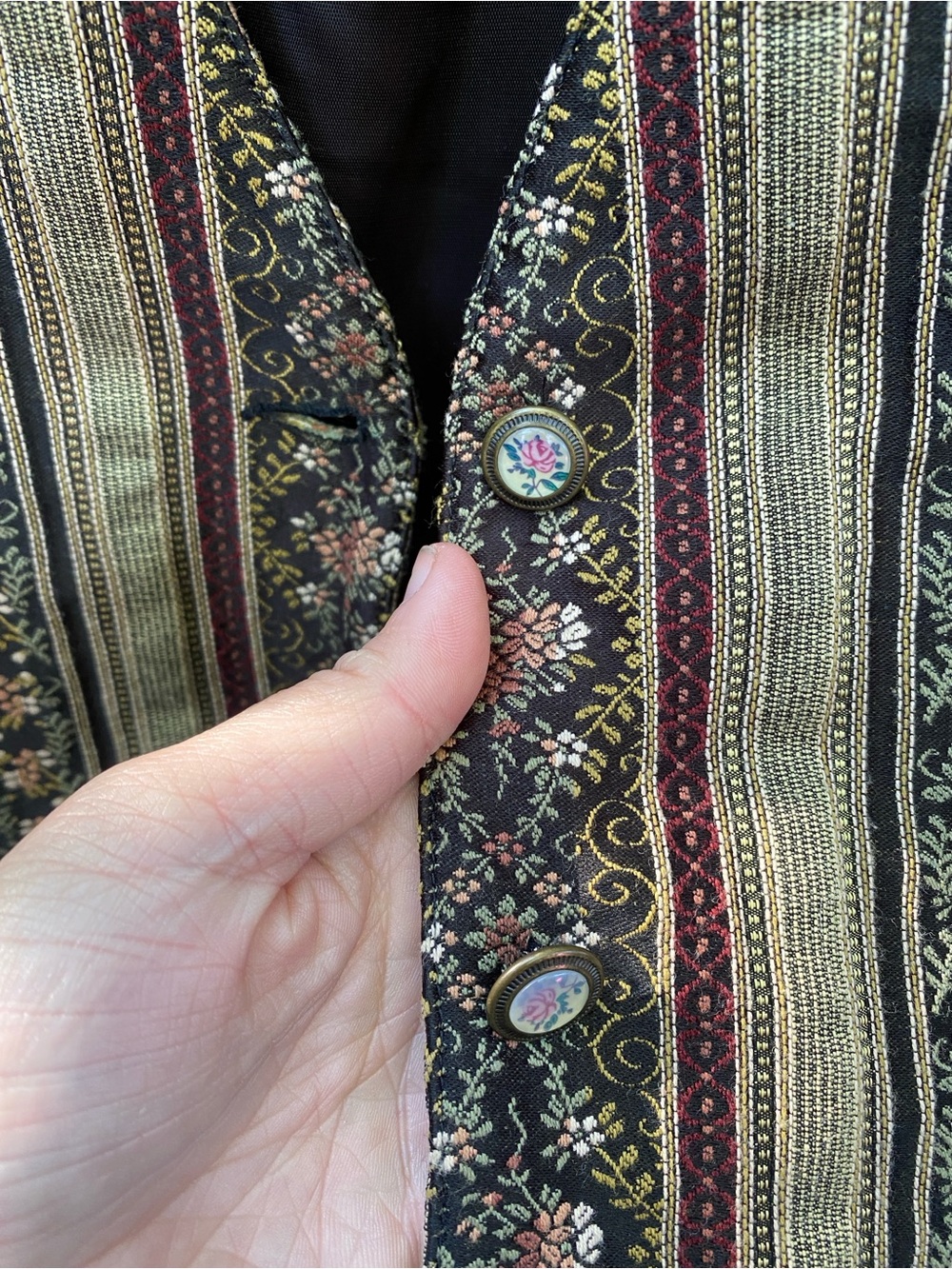 Vintage Liz Sport Petite Tapestry Boho Vest Floral Stripe 2P - Picture 4 of 10